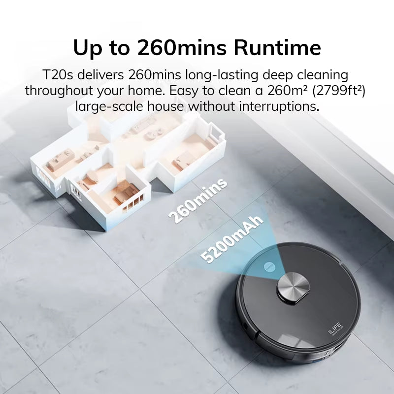 T20S LDS Robot Vacuum Cleaner,5000 Pa,Auto Empty Dock 60 Days Hands off Cleaning Vacuum and Mopping Wet / Dry Sweeping