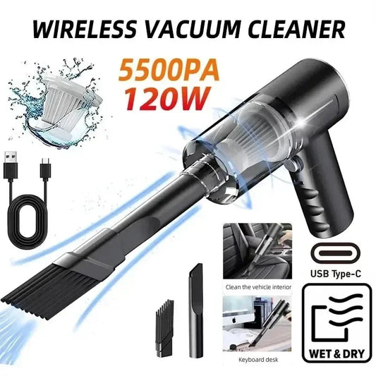 Ultimate Portable Wireless Car Vacuum Cleaner - 120W Powerful Suction for a Spotless Ride Anytime, Anywhere!